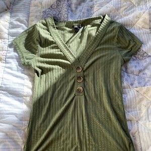 Green false button up tops